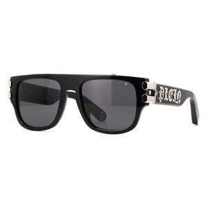 New PHILIPP PLEIN Pure Pleasure London Black Square SPP011X 0700 Sunglasses Wome